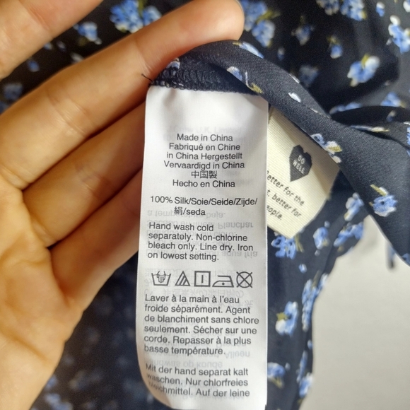 Madewell Silk Cinch-Sleeve Top in Baby's Breath Sz Xl - Picture 7 of 10